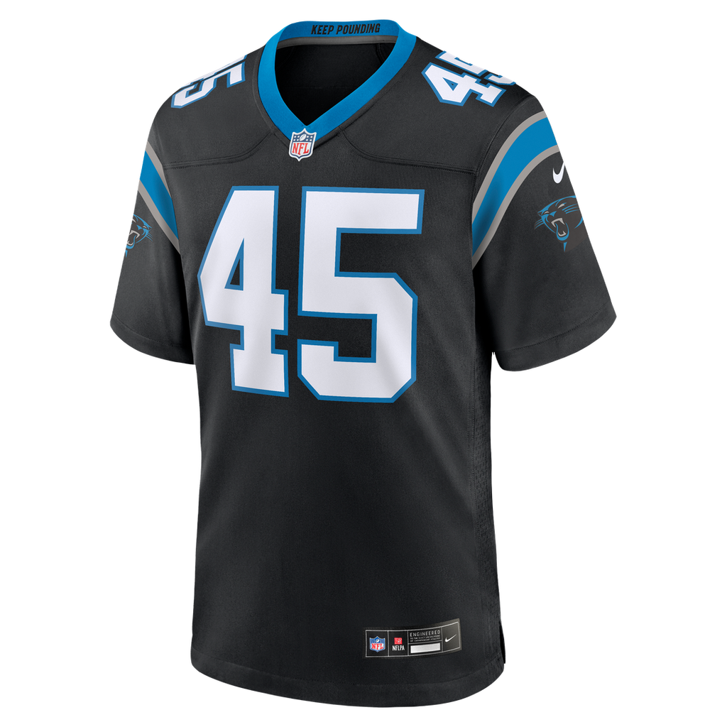 Carolina Panthers Maema Njongmeta Nike Black Game Jersey product image 2, provided for visual reference and product detail