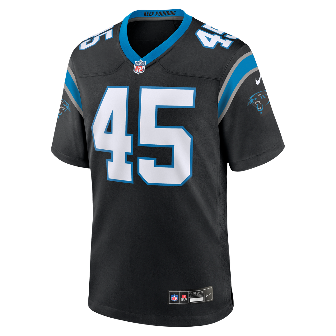 Carolina Panthers Maema Njongmeta Nike Black Game Jersey product image 2, provided for visual reference and product detail