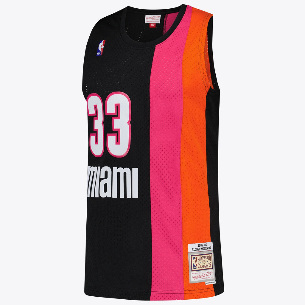 Miami Heat NBA Alonzo Mourning Hardwood Classics Road Jersey By Mitchell & Ness product image 3, provided for visual