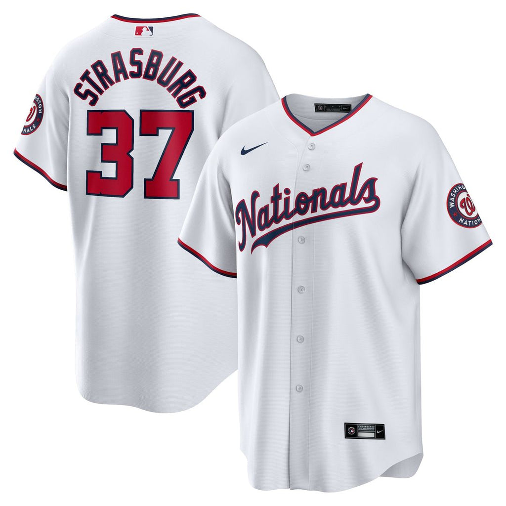 Washington Nationals Stephen Strasburg Nike White Home Replica Jersey product image 1, provided for visual reference and
