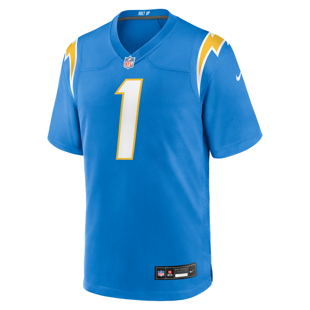 Los Angeles Chargers Number 1 Dad Nike Powder Blue Game Jersey product image 2, provided for visual reference and product