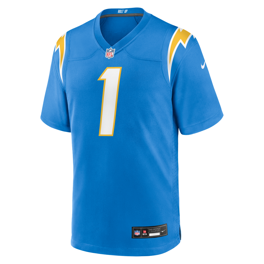 Los Angeles Chargers Number 1 Dad Nike Powder Blue Game Jersey product image 2, provided for visual reference and product