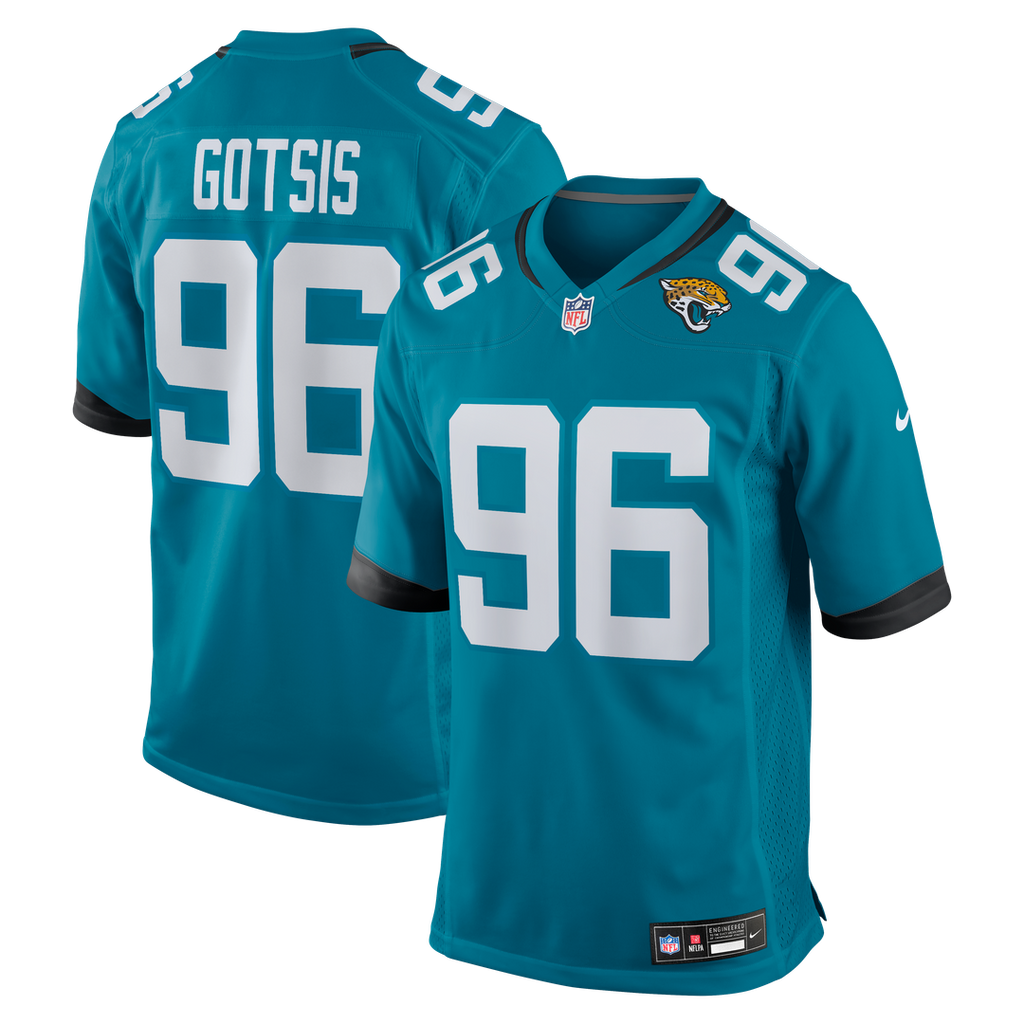 Jacksonville Jaguars Adam Gotsis Nike Teal Game Jersey product image 1, provided for visual reference and product detail