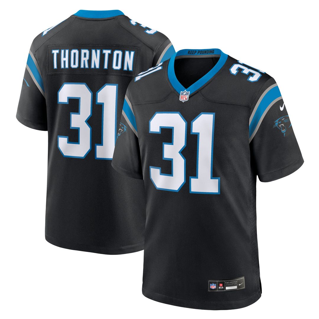 Carolina Panthers Corey Thornton Nike Black Team Game Jersey product image 1, provided for visual reference and product