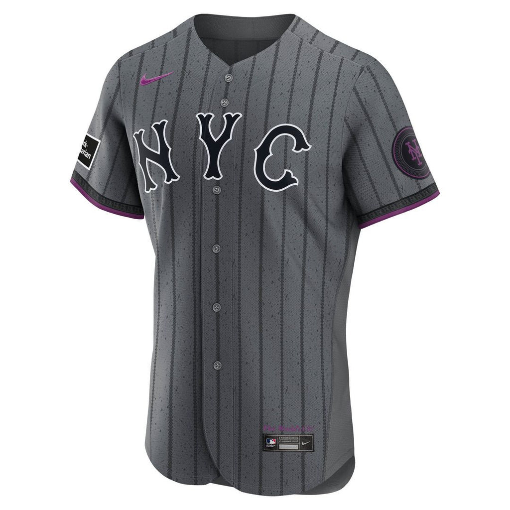New York Mets Francisco Lindor Nike Gray City Connect Authentic Sponsor Patch Jersey product image 2, provided for visual