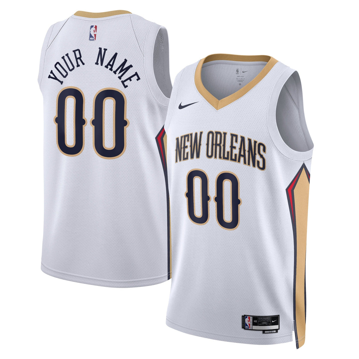 New Orleans Pelicans Nike Association Swingman Jersey - Custom - Unisex product image 1, provided for visual reference and