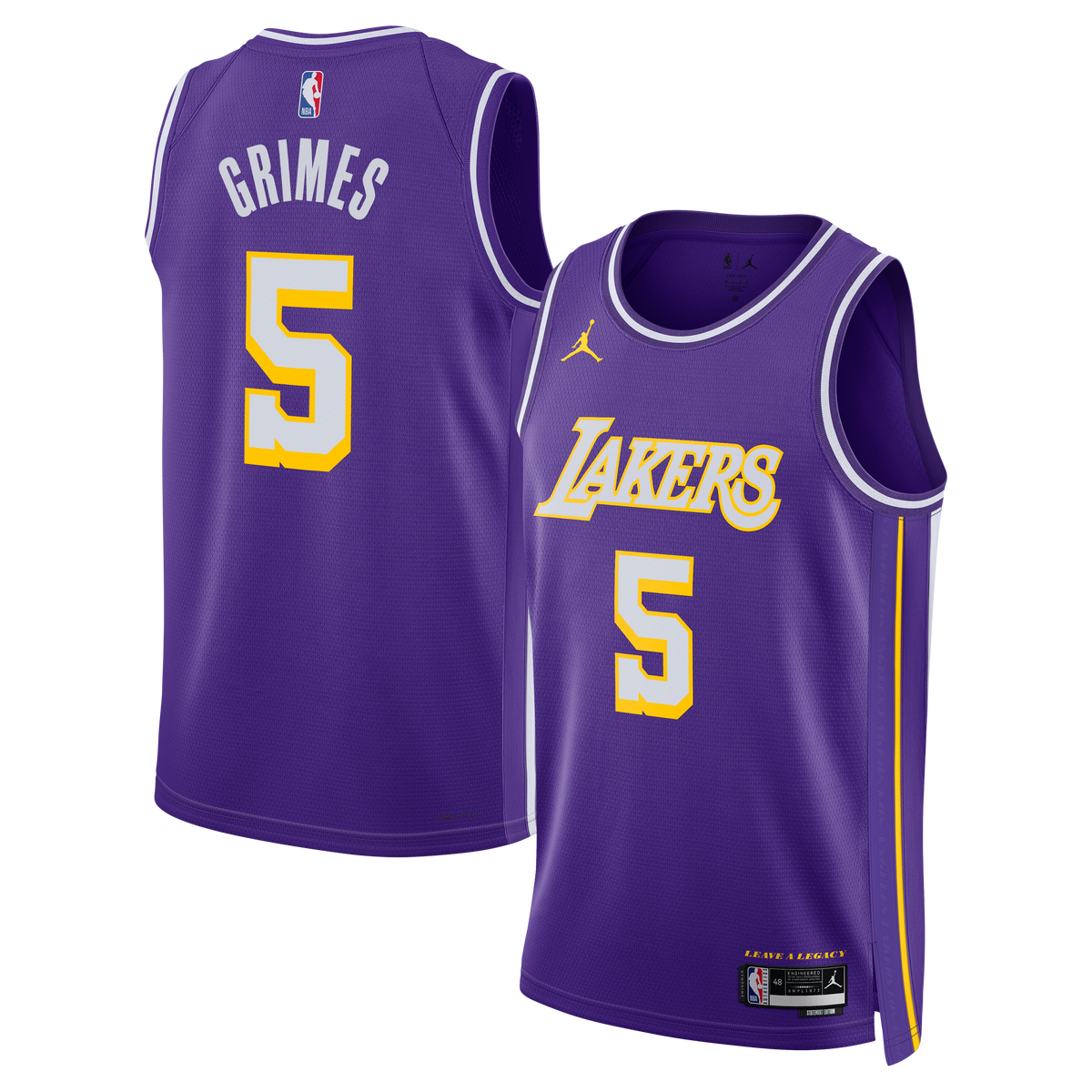 Los Angeles Lakers Jordan Brand Statement Edition Jersey - Purple - Quentin Grimes - Unisex product image 1, provided for