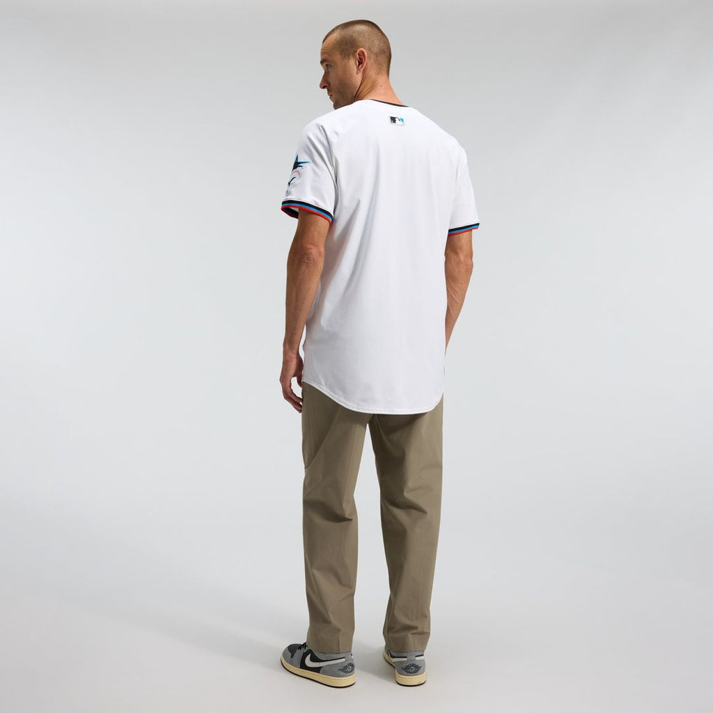 Miami Marlins Nike White Home Elite Jersey product image 4, provided for visual reference and product detail review