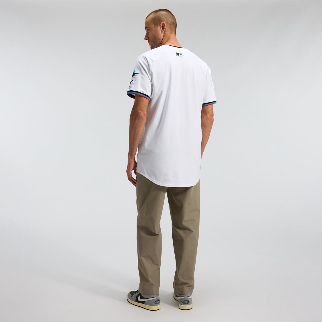 Miami Marlins Nike White Home Elite Jersey product image 4, provided for visual reference and product detail review