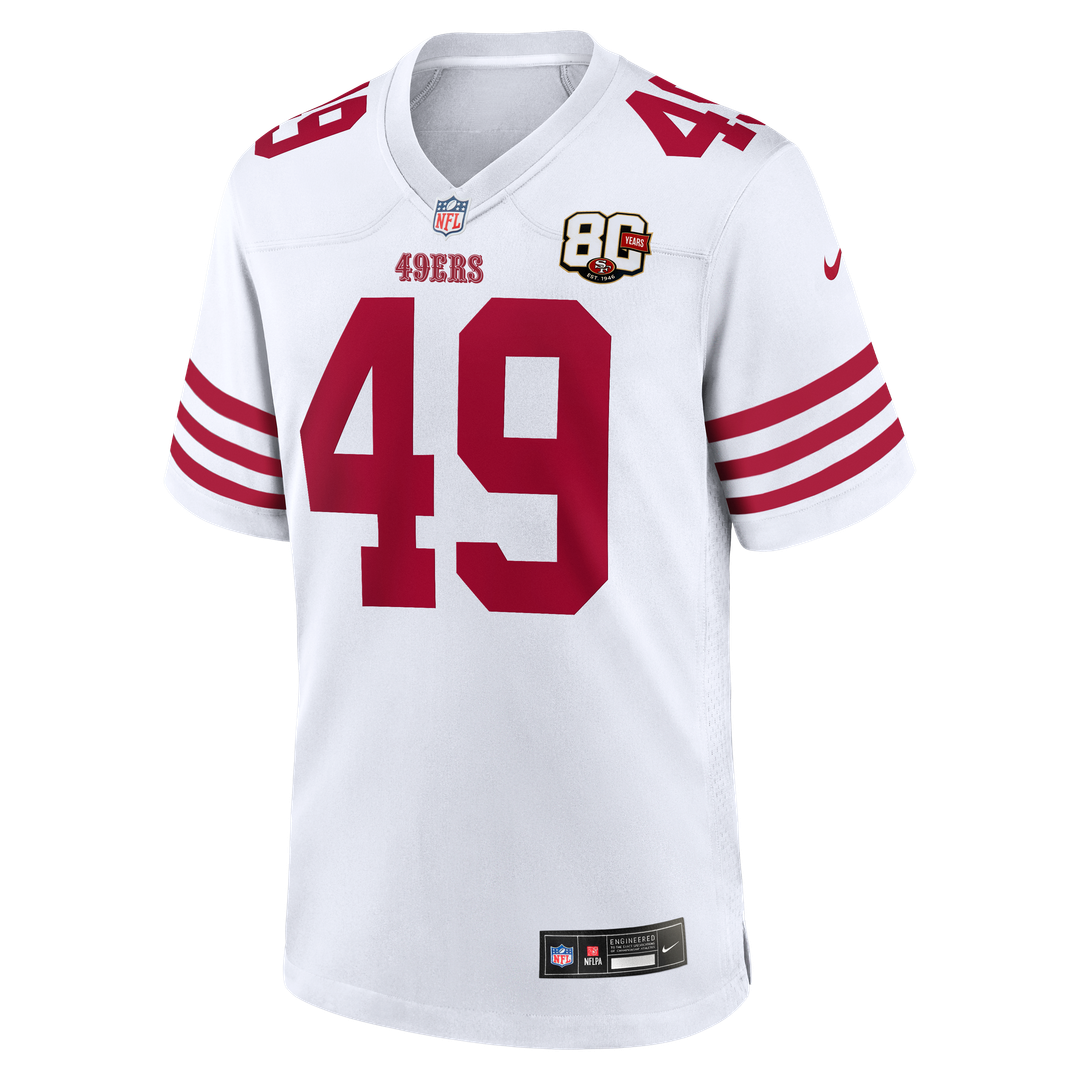San Francisco 49ers The Faithful Nike White 80th Anniversary Game Jersey product image 2, provided for visual reference and