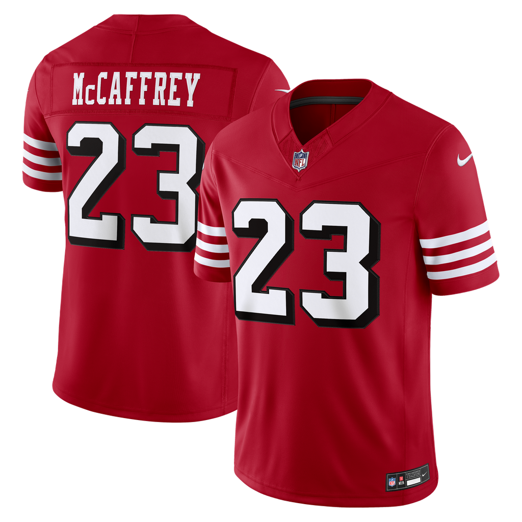 San Francisco 49ers Christian McCaffrey Nike Scarlet Alternate Vapor F.U.S.E. Stitched Limited Jersey product image 1,