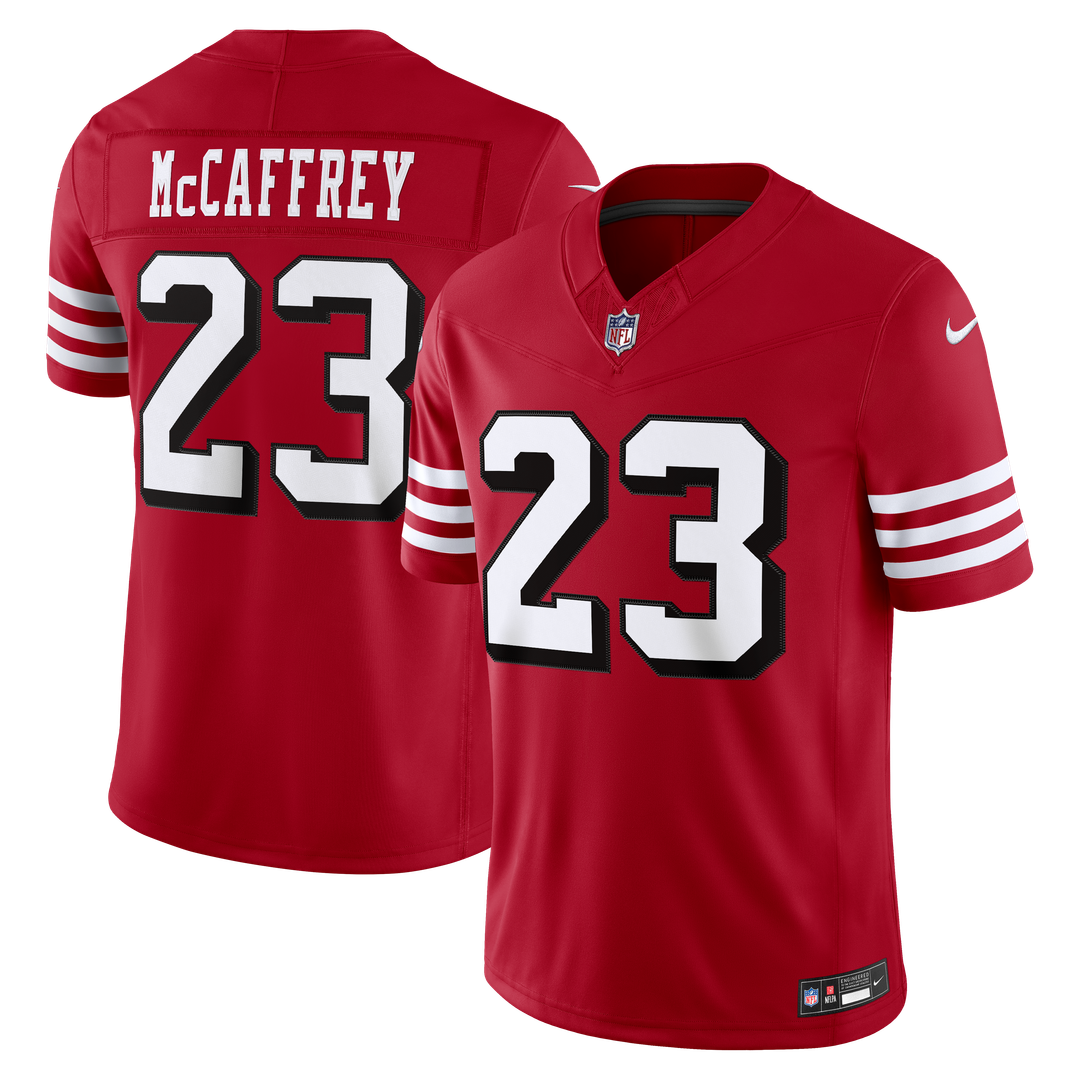 San Francisco 49ers Christian McCaffrey Nike Scarlet Alternate Vapor F.U.S.E. Stitched Limited Jersey product image 1,