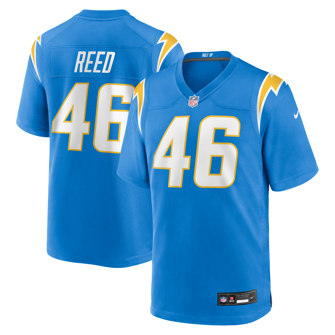 Los Angeles Chargers Nikko Reed Nike Powder Blue Team Game Jersey product image 1, provided for visual reference and product