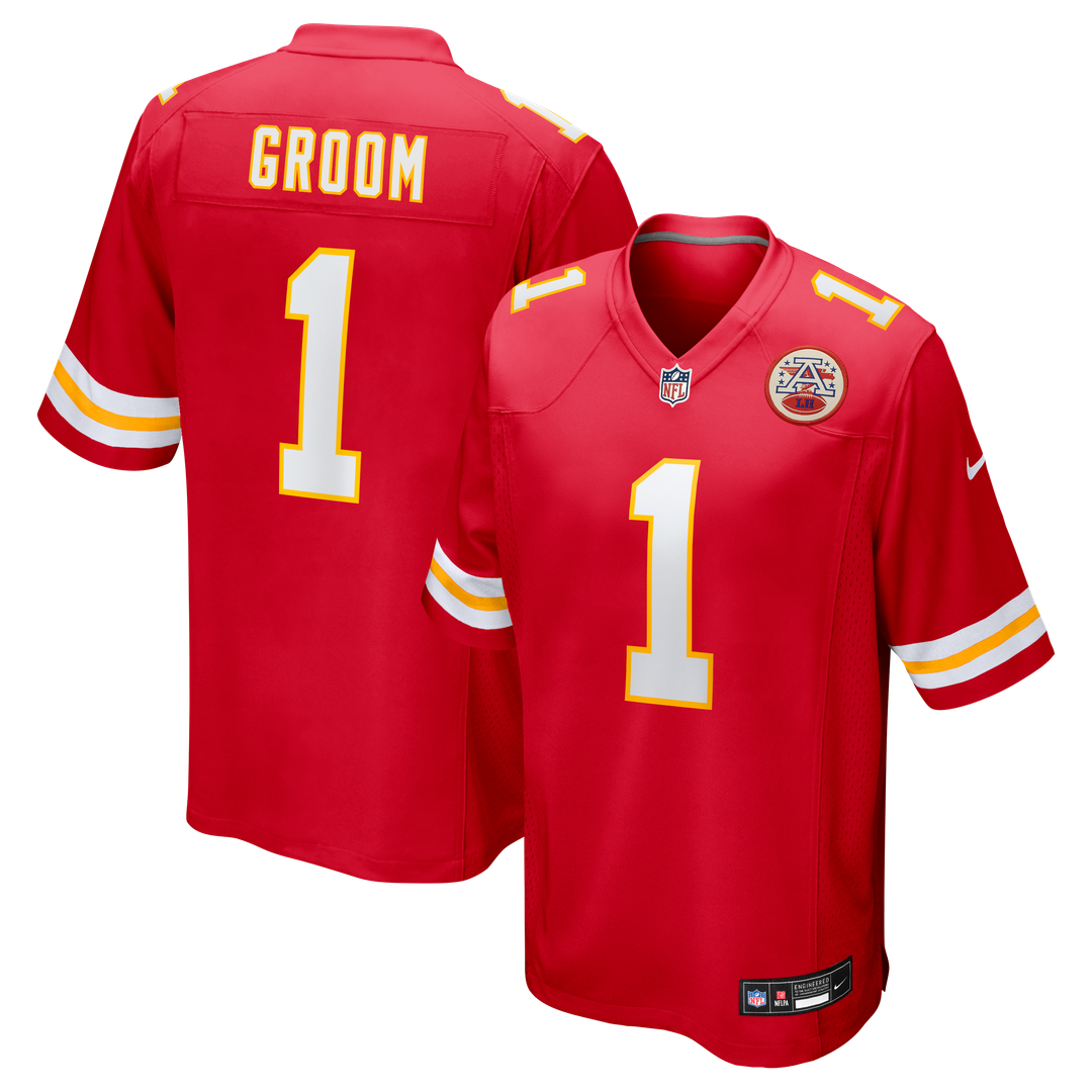 Kansas City Chiefs Number 1 Groom Nike Red Game Jersey product image 1, provided for visual reference and product detail