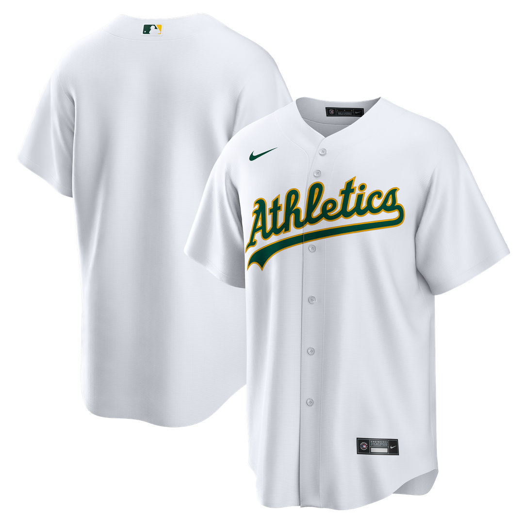 Athletics Nike White Home Big & Tall Replica Jersey product image 1, provided for visual reference and product detail review