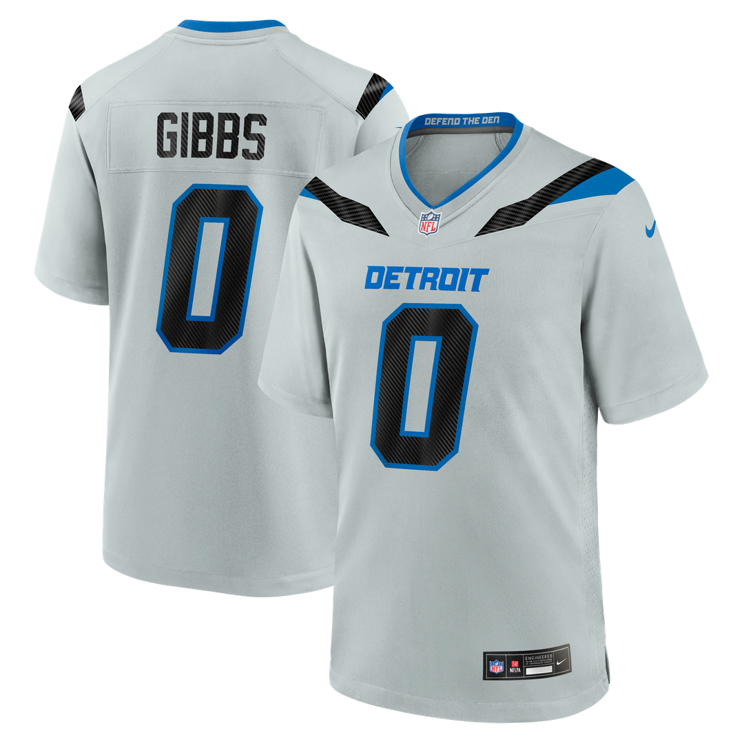 Detroit Lions Jahmyr Gibbs Nike Silver 2026 Rivalries Collection Game Jersey product image 1, provided for visual reference
