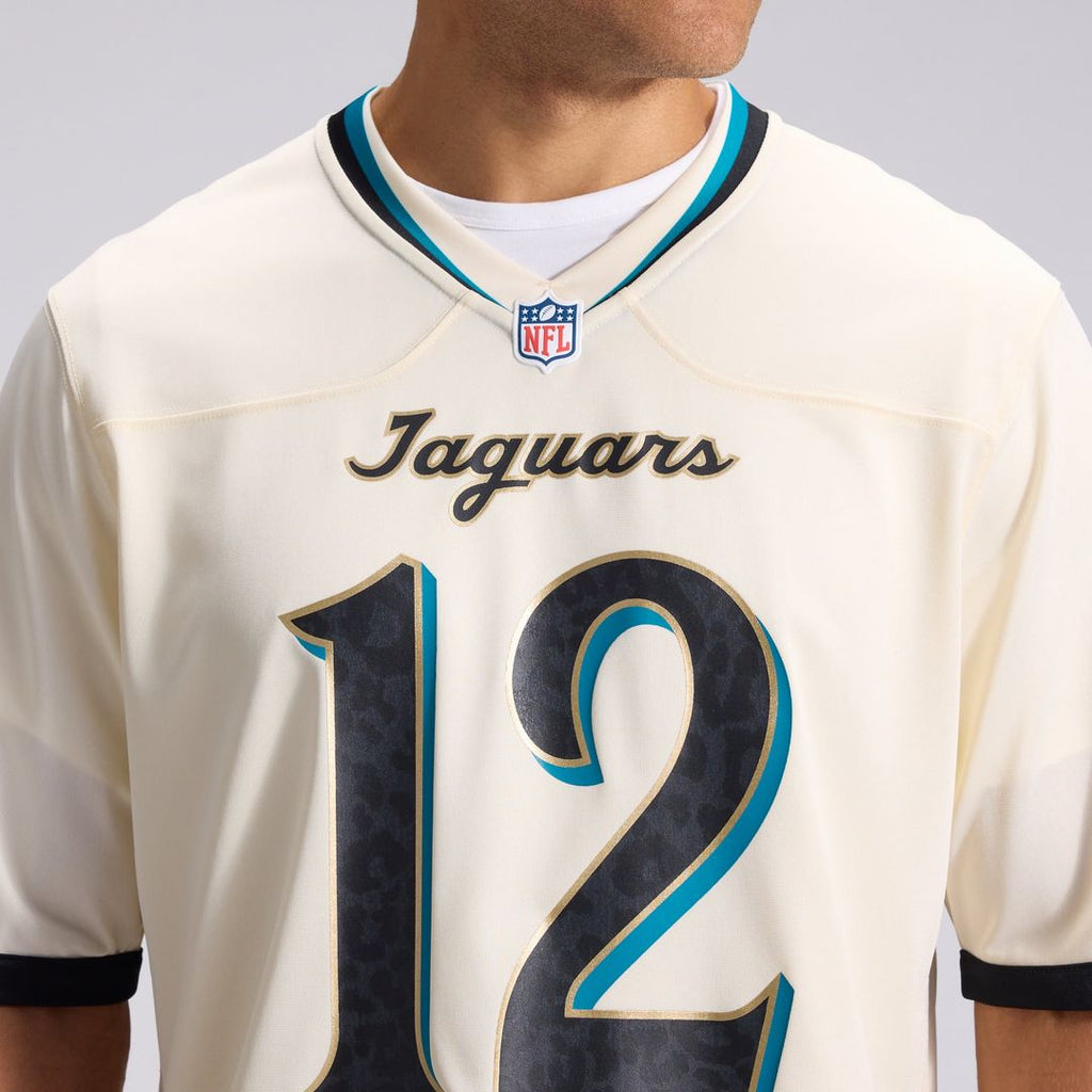 Jacksonville Jaguars Travis Hunter Nike Natural 2026 Rivalries Collection Game Jersey product image 8, provided for visual