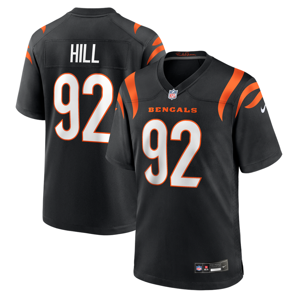 Cincinnati Bengals B.J. Hill Nike Black Game Jersey product image 1, provided for visual reference and product detail review