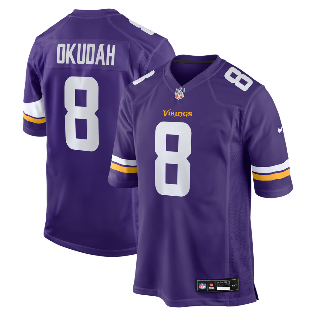 Minnesota Vikings Jeff Okudah Nike Purple Team Game Jersey product image 1, provided for visual reference and product detail