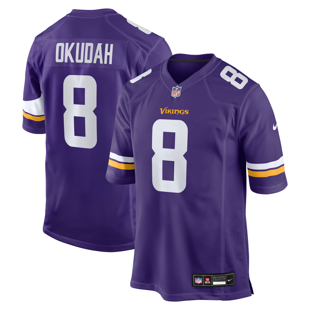 Minnesota Vikings Jeff Okudah Nike Purple Team Game Jersey product image 1, provided for visual reference and product detail