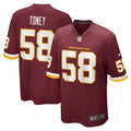 Washington Football Team Shaka Toney Nike Burgundy Game Jersey product image 1, provided for visual reference and product