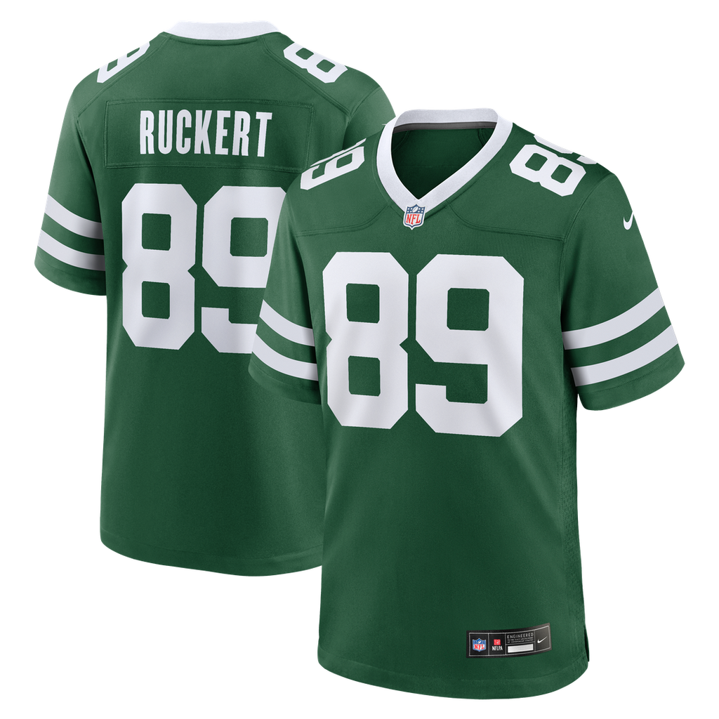 New York Jets Jeremy Ruckert Nike Legacy Green Team Game Jersey product image 1, provided for visual reference and product