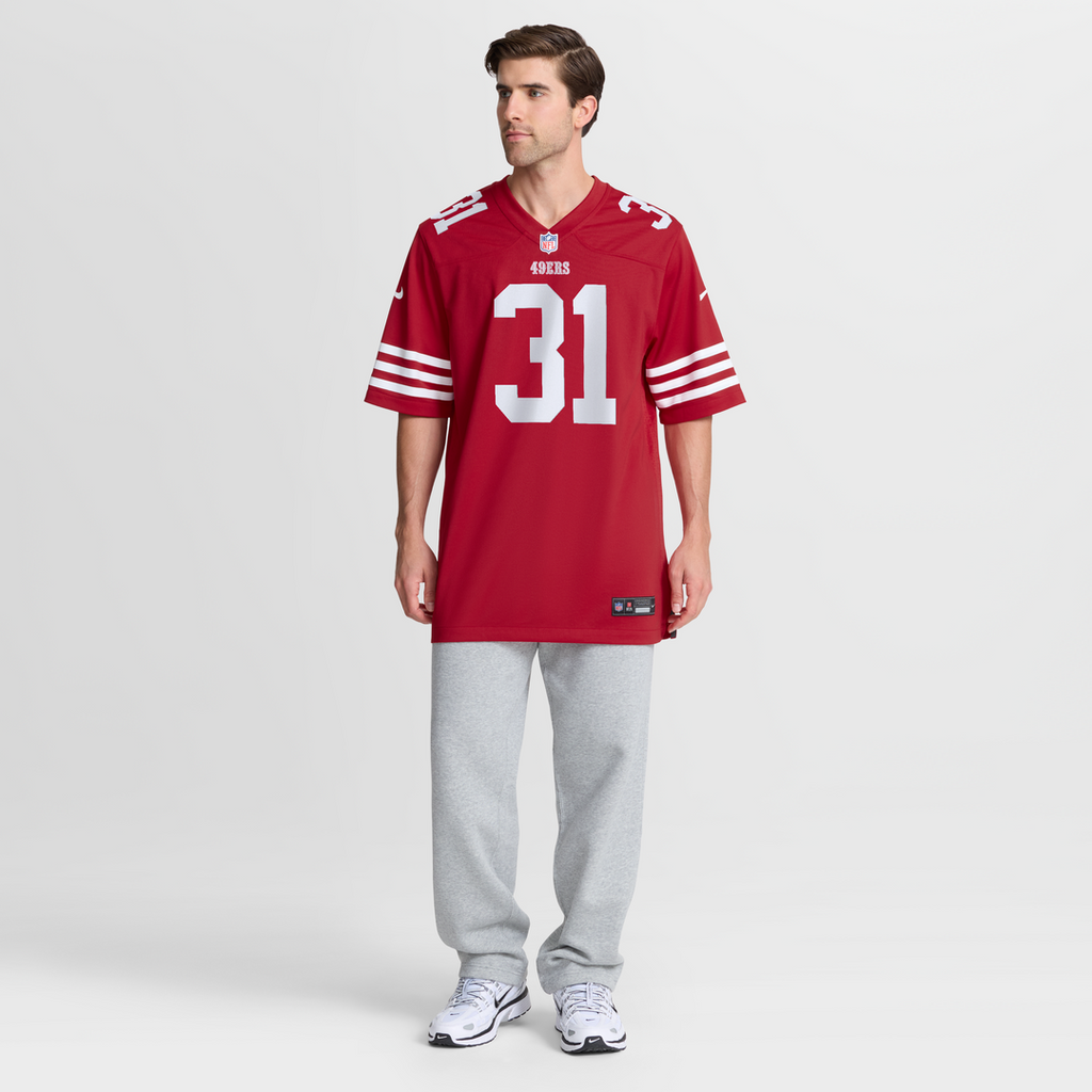 San Francisco 49ers Isaac Guerendo Nike Scarlet Game Jersey product image 7, provided for visual reference and product
