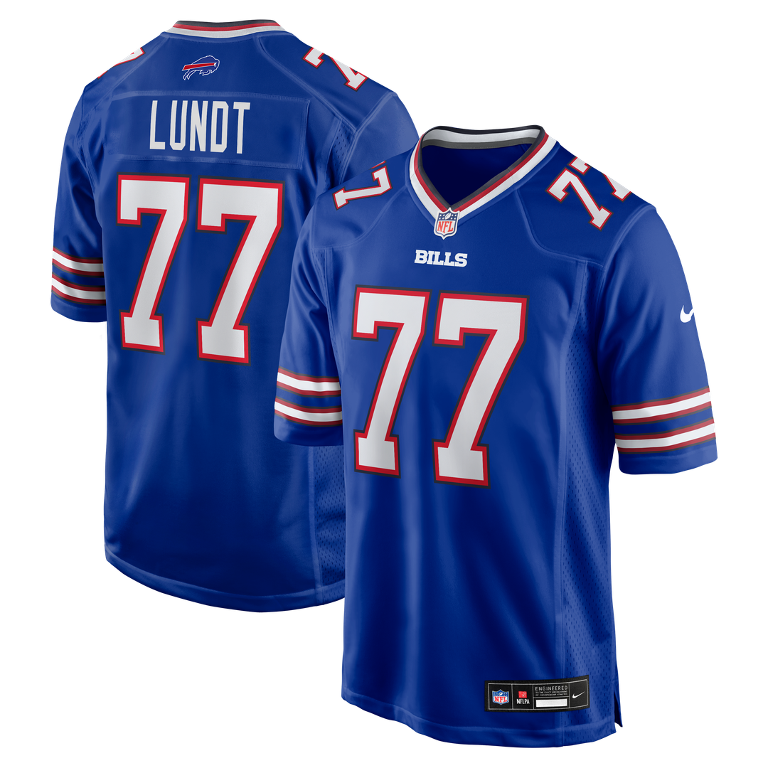 Buffalo Bills Chase Lundt Nike Royal Team Game Jersey product image 1, provided for visual reference and product detail