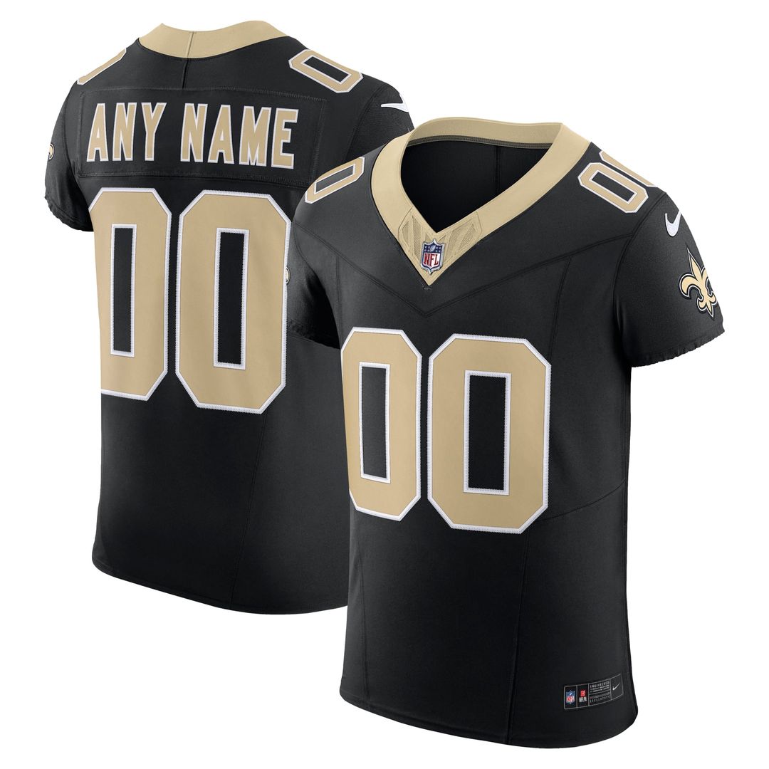 New Orleans Saints Nike Black Vapor F.U.S.E. Elite Custom Jersey product image 1, provided for visual reference and product