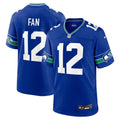 Seattle Seahawks 12s Nike Royal Throwback Player Game Jersey product image 1, provided for visual reference and product