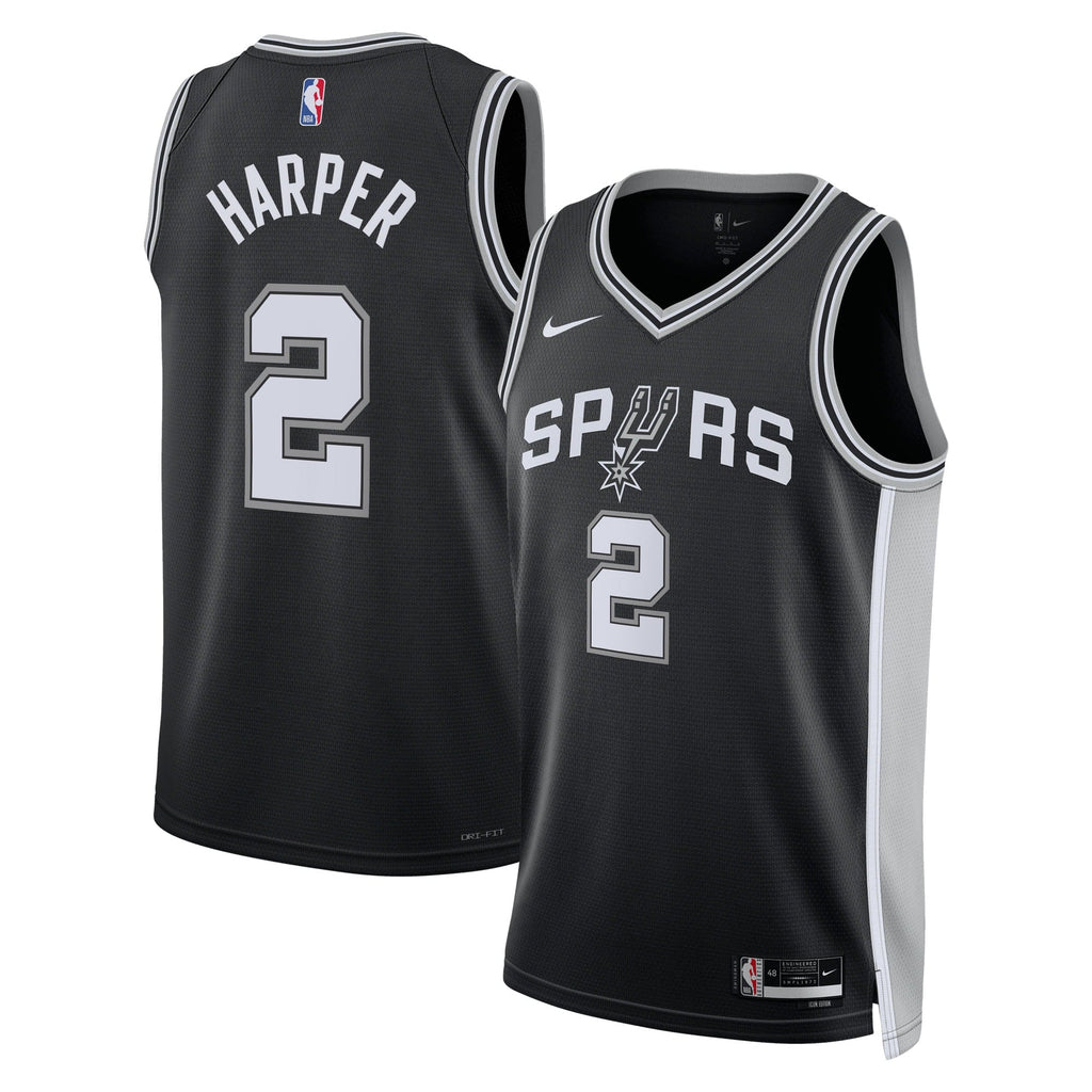San Antonio Spurs Nike Icon Edition Swingman Jersey NBA 2025 First Round Draft Pick - Black - Dylan Harper - Unisex product