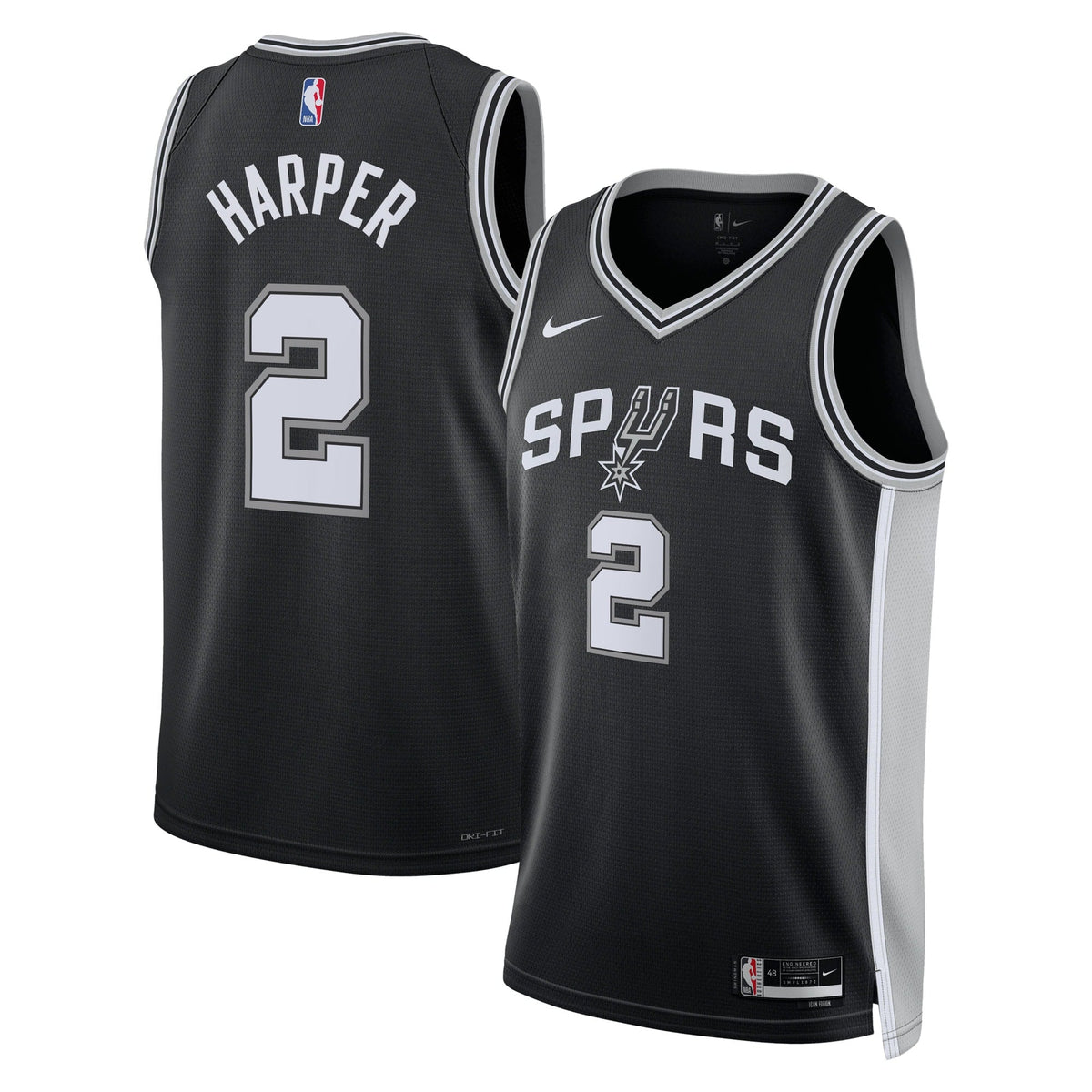 San Antonio Spurs Nike Icon Edition Swingman Jersey NBA 2025 First Round Draft Pick - Black - Dylan Harper - Unisex product