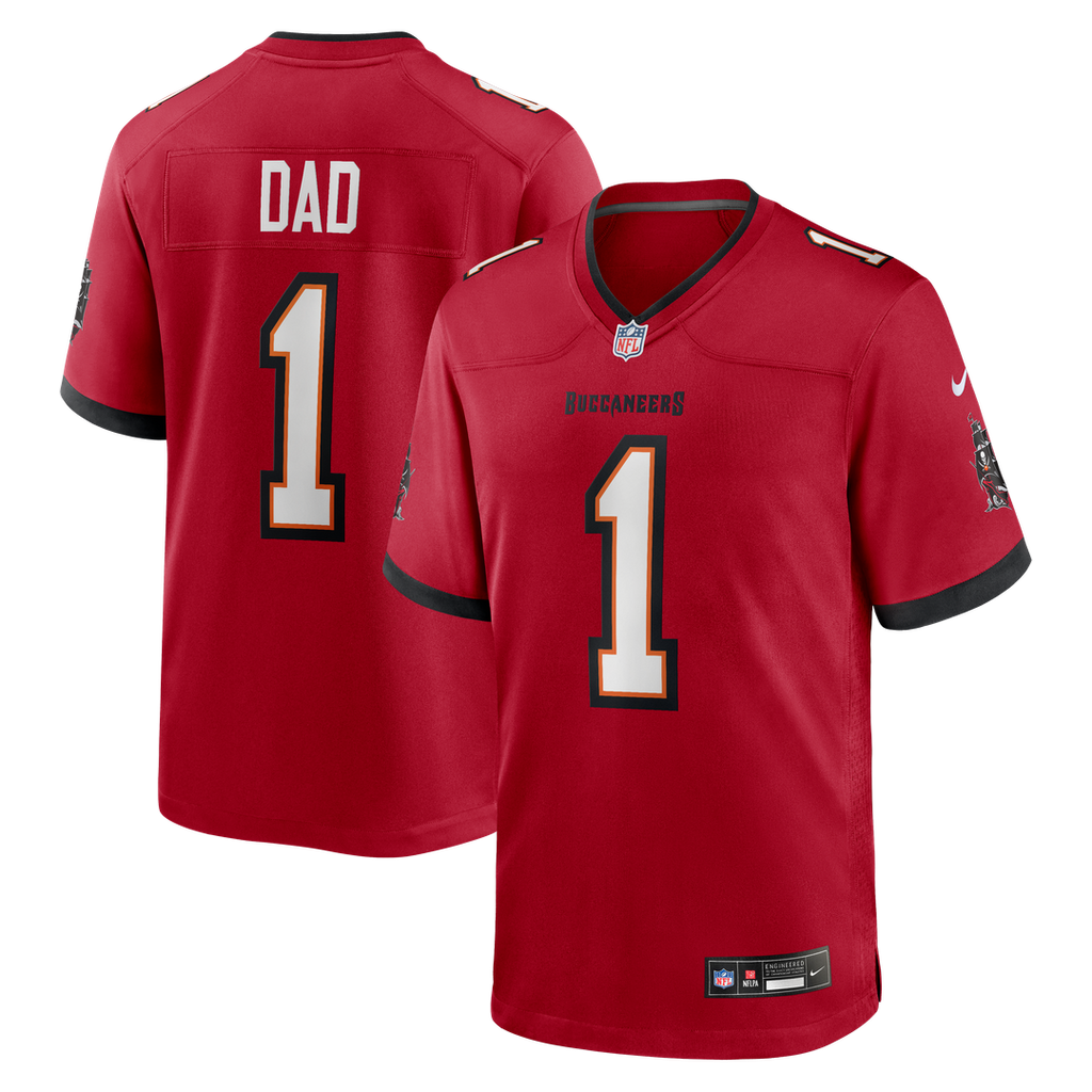 Tampa Bay Buccaneers Number 1 Dad Nike Red Game Jersey product image 1, provided for visual reference and product detail