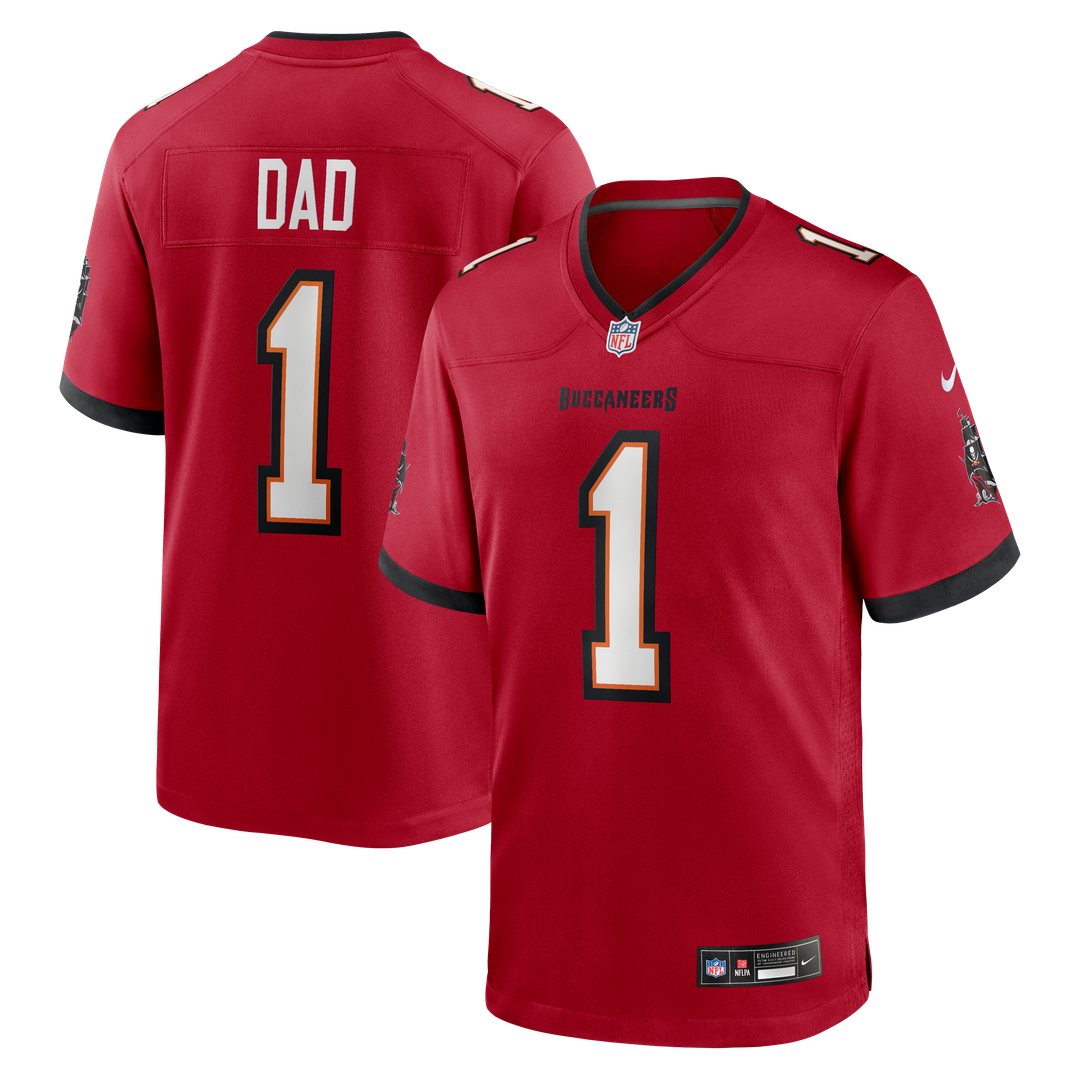 Tampa Bay Buccaneers Number 1 Dad Nike Red Game Jersey product image 1, provided for visual reference and product detail