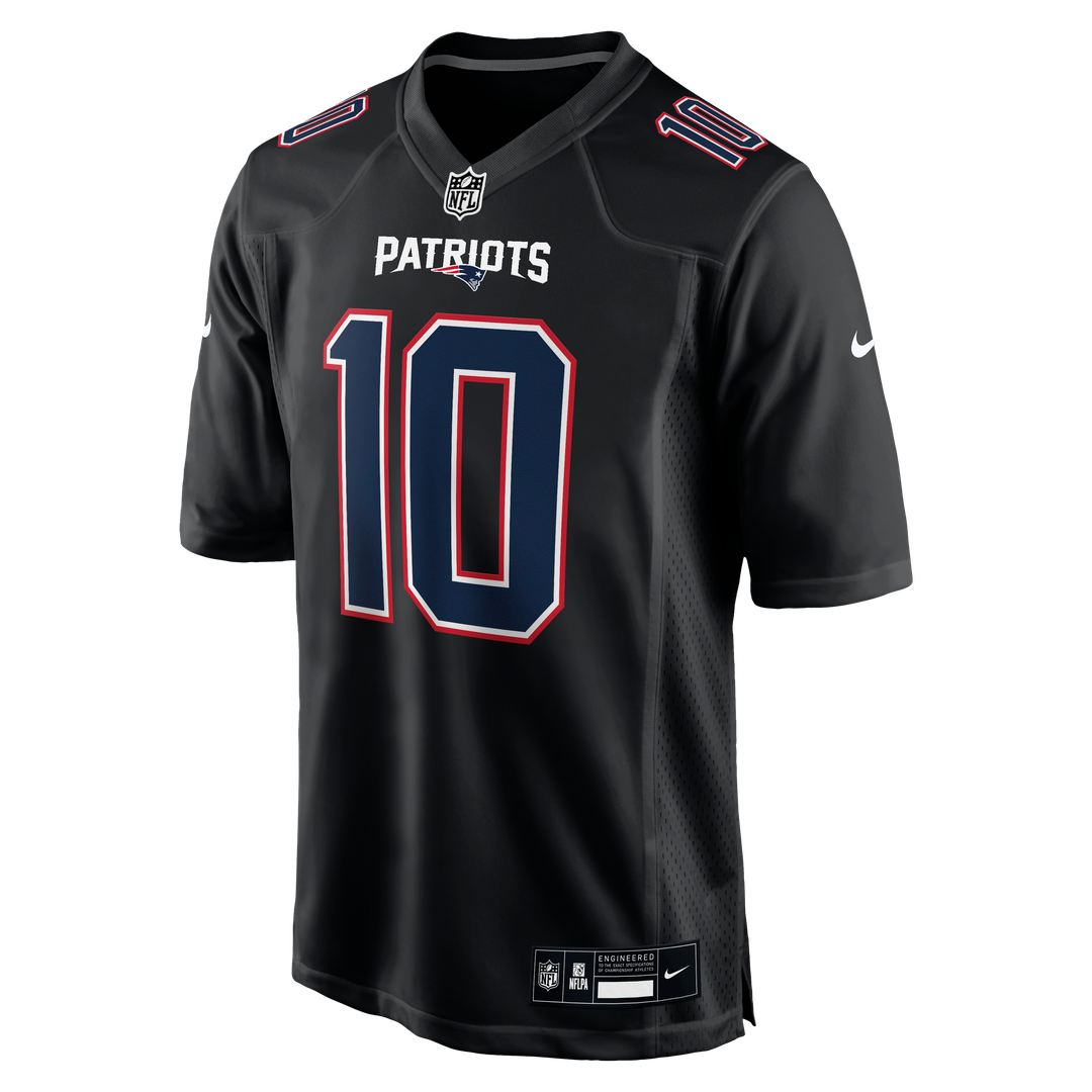 New England Patriots Drake Maye Nike Carbon Black Game Jersey product image 2, provided for visual reference and product
