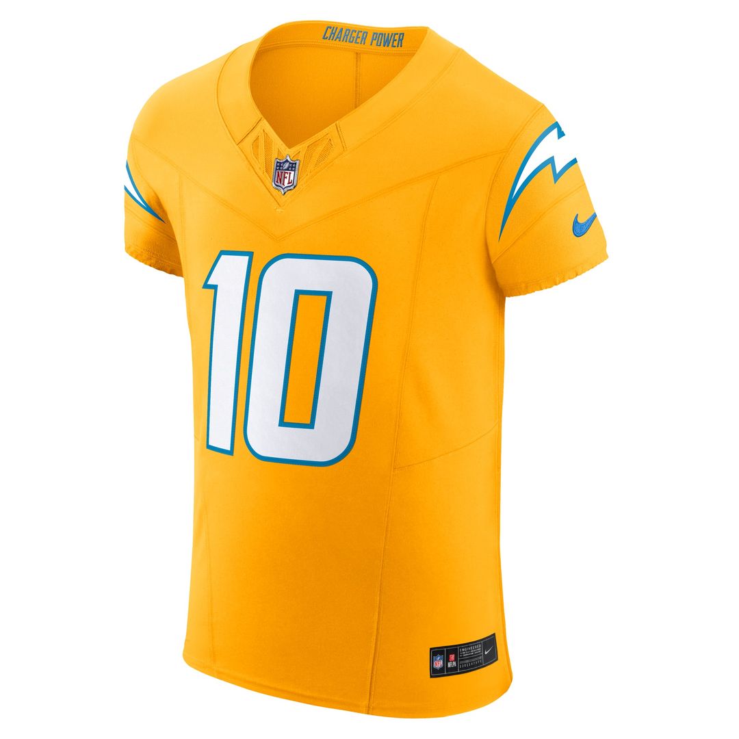 Los Angeles Chargers Justin Herbert Nike Gold Alternate Vapor F.U.S.E. Elite Jersey product image 2, provided for visual