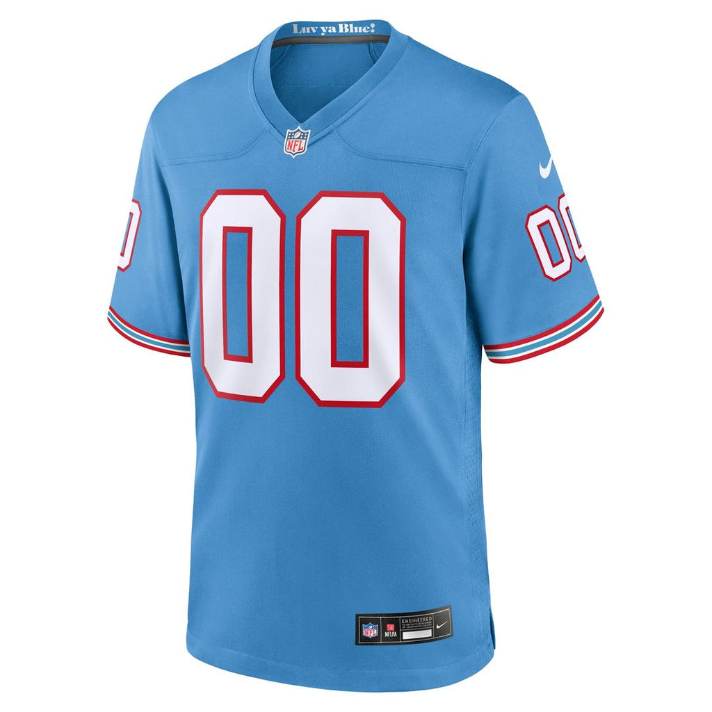 Tennessee Titans Nike Light Blue Oilers Throwback Custom Game Jersey product image 2, provided for visual reference and