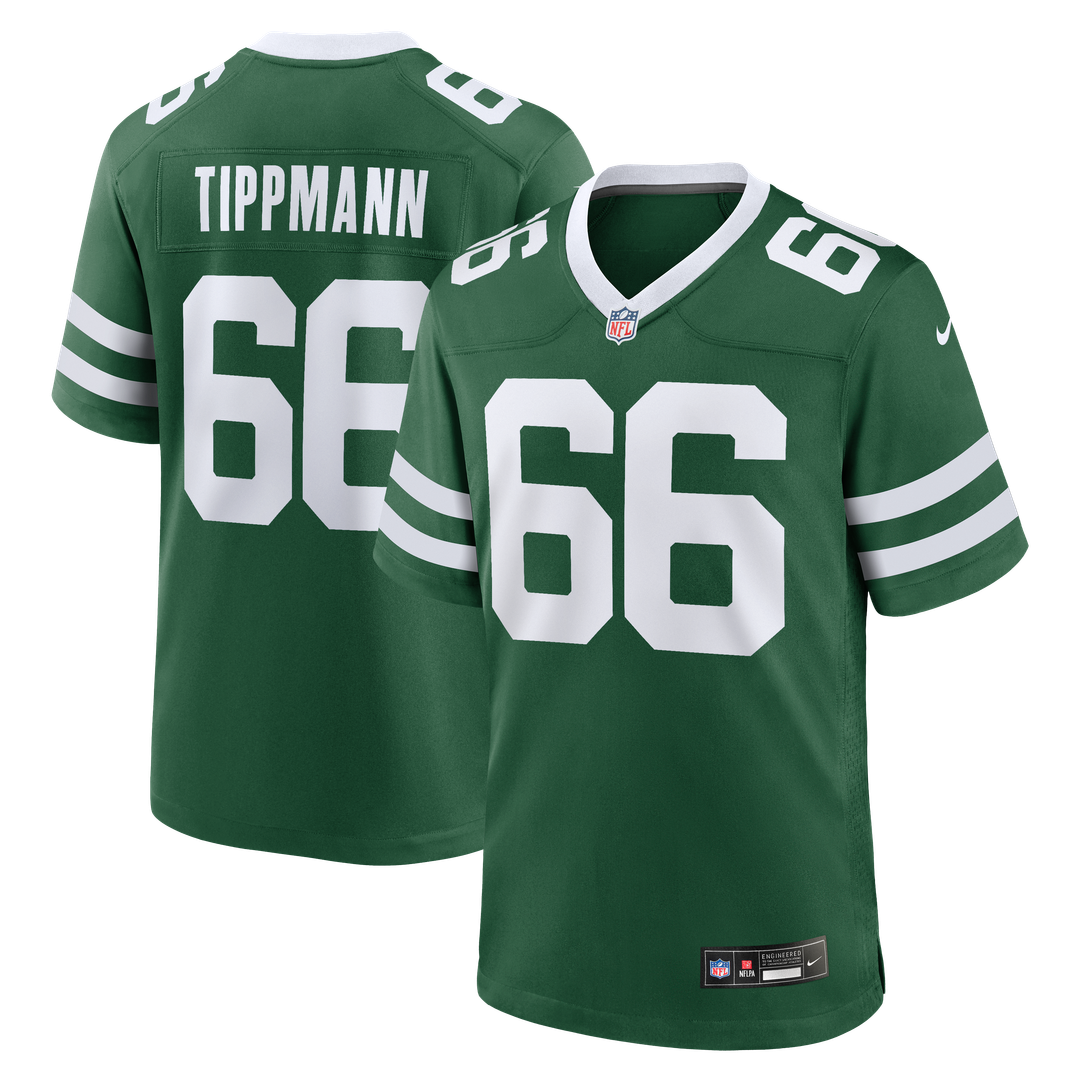 New York Jets Joe Tippmann Nike Legacy Green Team Game Jersey product image 1, provided for visual reference and product