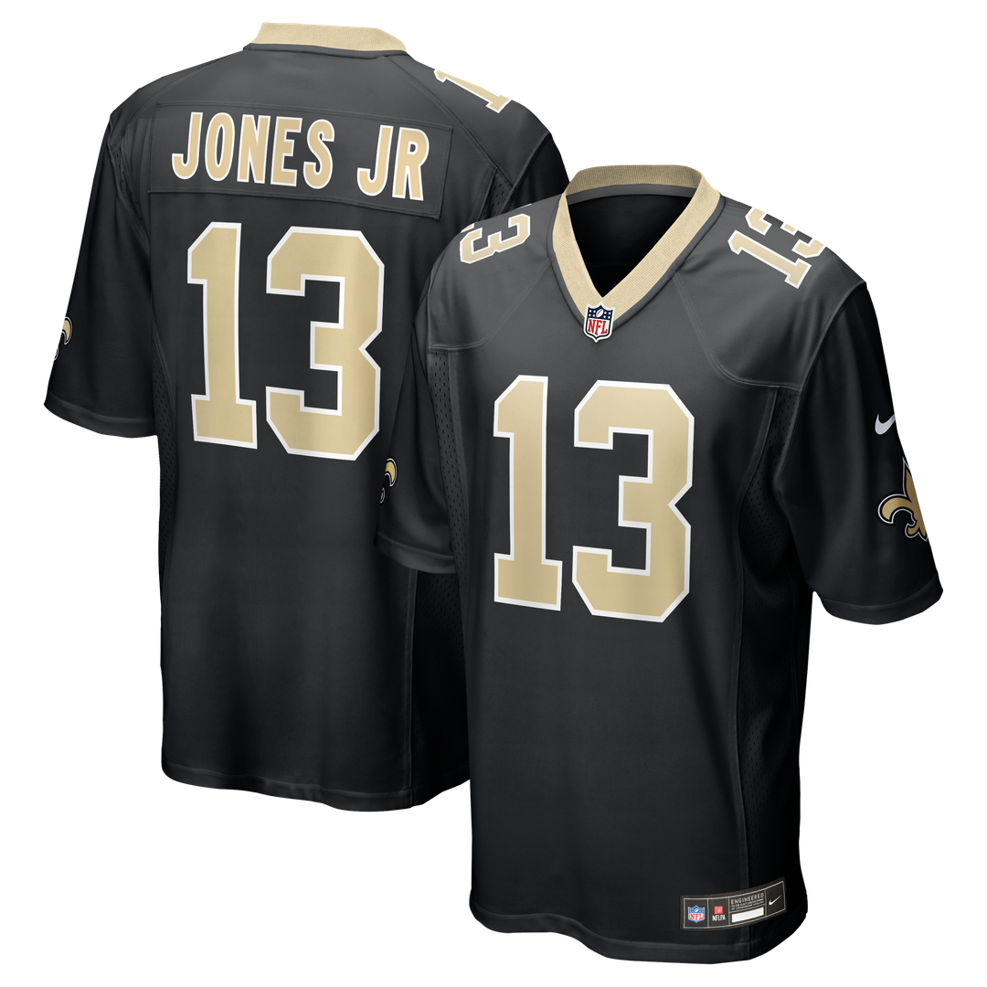New Orleans Saints Velus Jones Jr. Nike Black Team Game Jersey product image 1, provided for visual reference and product