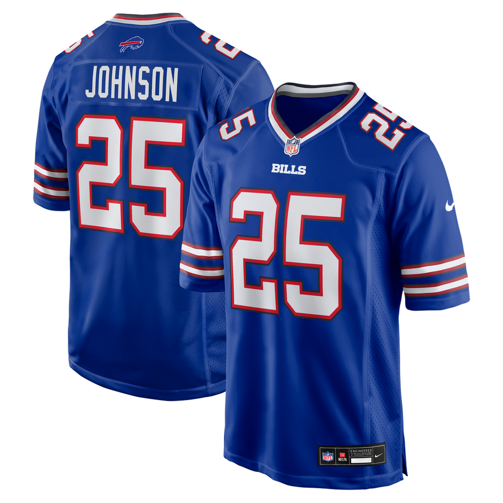 Buffalo Bills Ty Johnson Nike Royal Team Game Jersey product image 1, provided for visual reference and product detail review