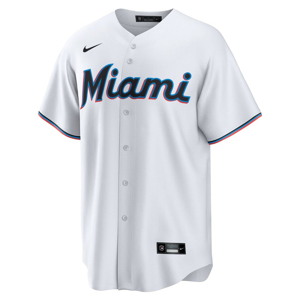 Miami Marlins Kyle Stowers Nike White Home Replica Jersey product image 2, provided for visual reference and product detail