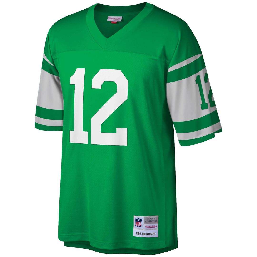 New York Jets Joe Namath Mitchell & Ness Kelly Green Legacy Replica Jersey product image 2, provided for visual reference