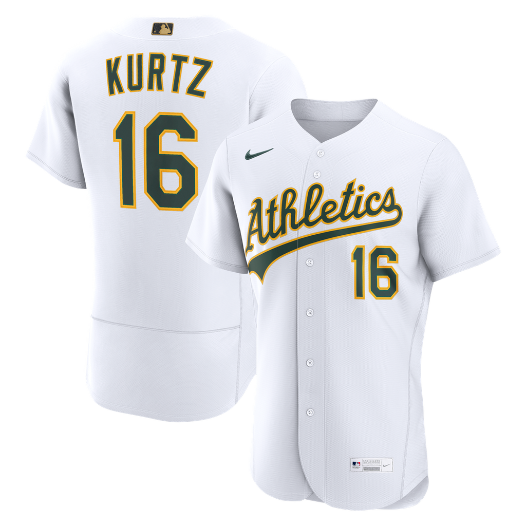 Athletics Nick Kurtz Nike White MLB Awards Authentic Jersey product image 1, provided for visual reference and product