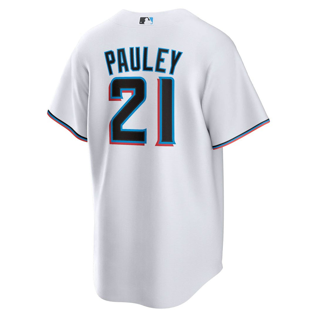 Miami Marlins Graham Pauley Nike White Home Replica Jersey product image 3, provided for visual reference and product detail