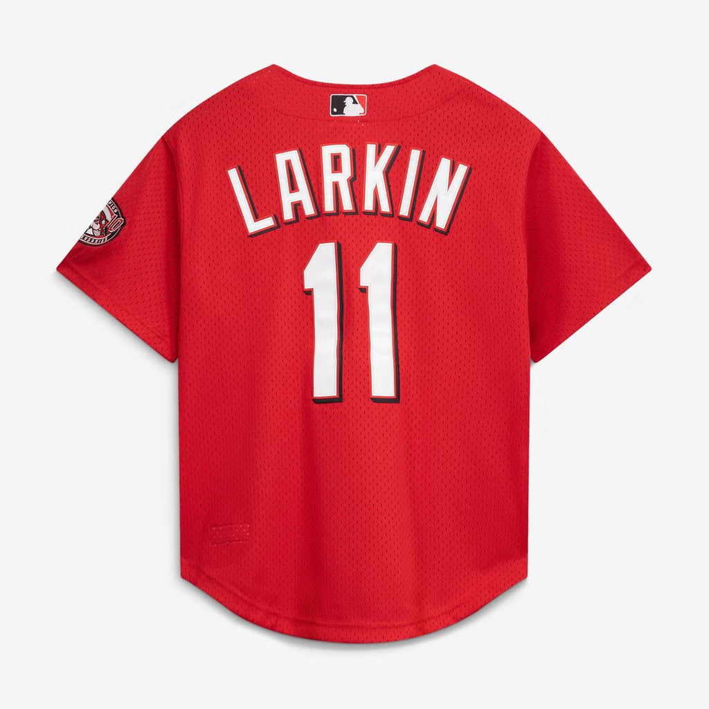Cincinnati Reds Barry Larkin Mitchell & Ness Red Throwback Cooperstown Mesh Batting Practice Jersey product image 3,