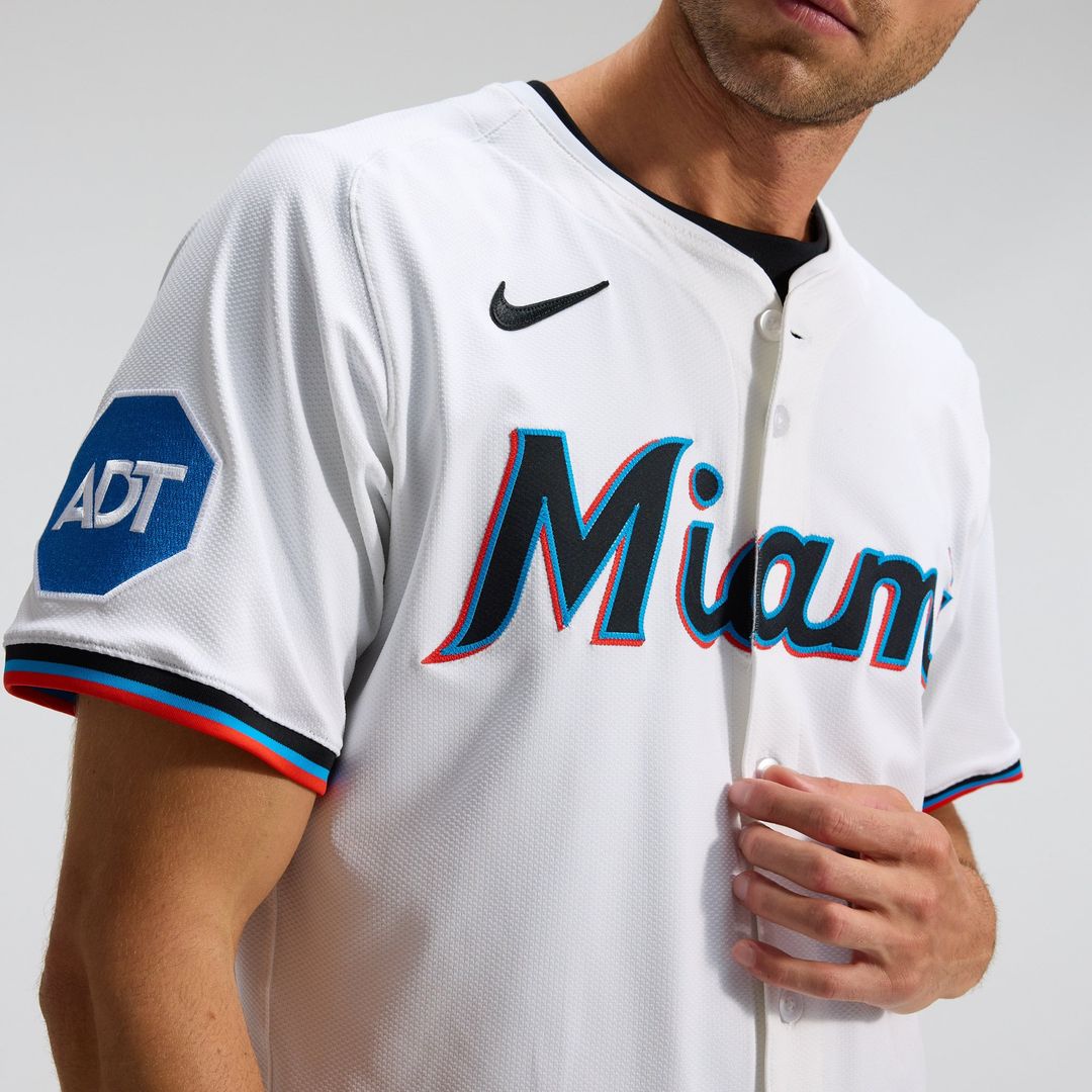 Miami Marlins Nike White Home Elite Jersey product image 9, provided for visual reference and product detail review