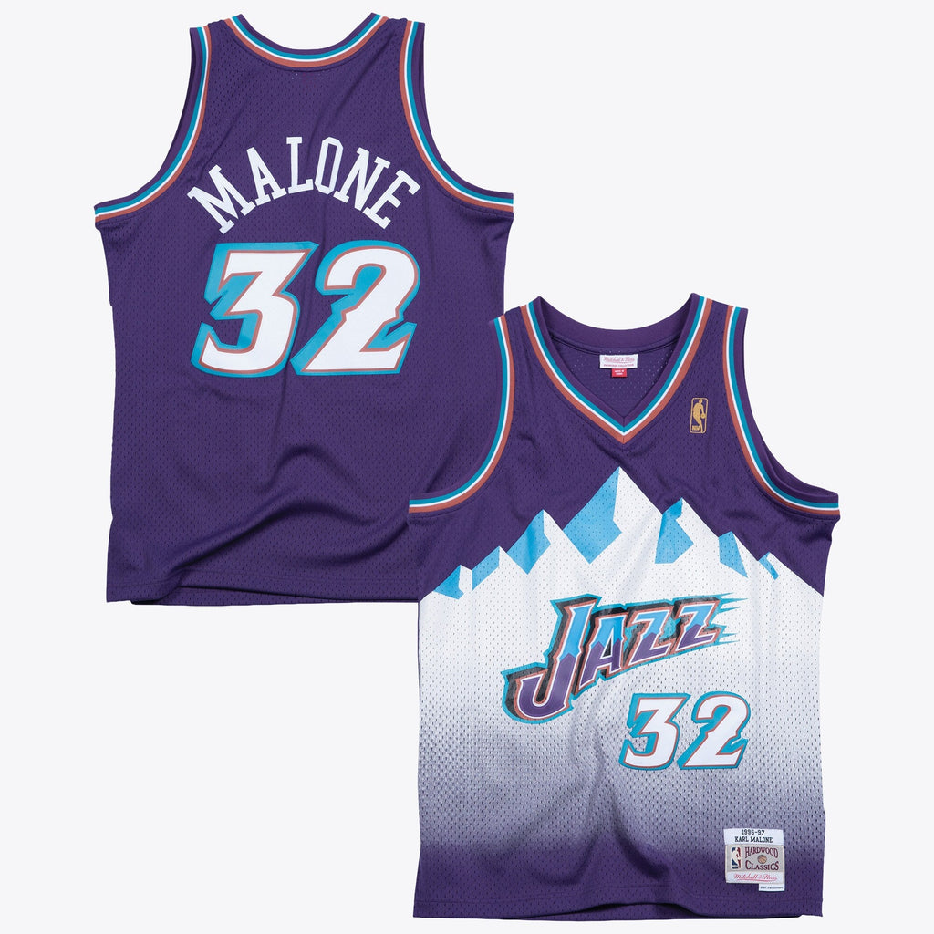 Utah Jazz Mitchell & Ness Karl Malone 1996 Swingman Road Authentic Jersey - Purple product image 2, provided for visual