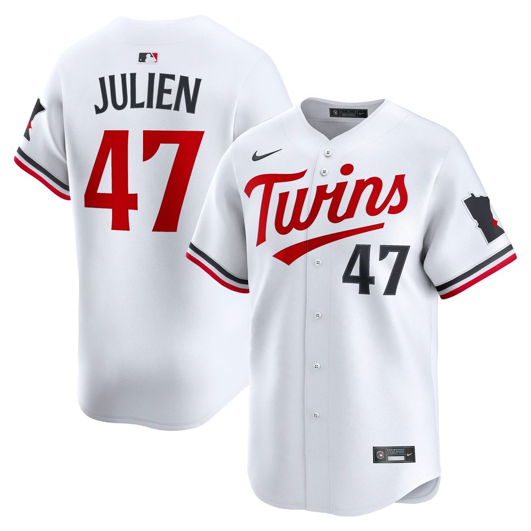 Minnesota Twins Edouard Julien Nike White Home Limited Player Jersey product image 1, provided for visual reference and