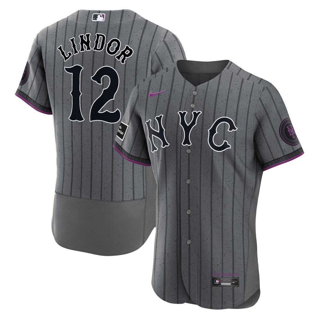 New York Mets Francisco Lindor Nike Gray City Connect Authentic Sponsor Patch Jersey product image 1, provided for visual