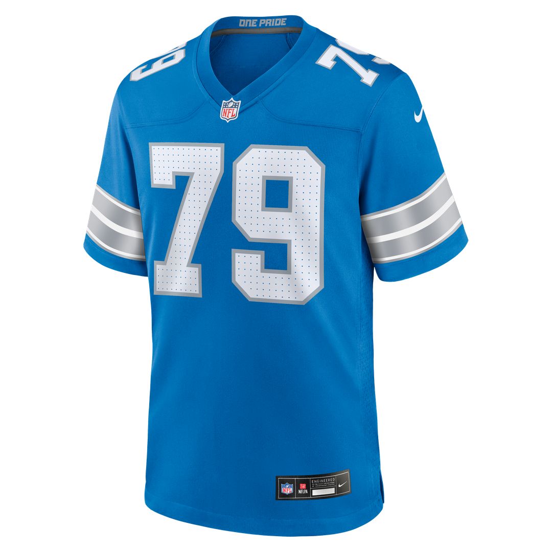 Detroit Lions Larry Borom Nike Blue Team Game Jersey product image 2, provided for visual reference and product detail review
